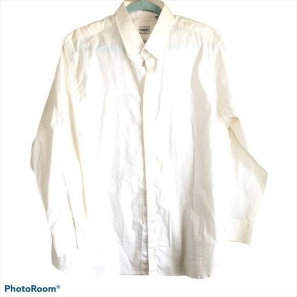 GUESS Men’s Long Sleeve Button Front White Shirt XL - Picture 2 of 6